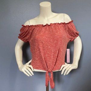 NWT Crave Fame Off The Shoulder Tie Front Top Juniors